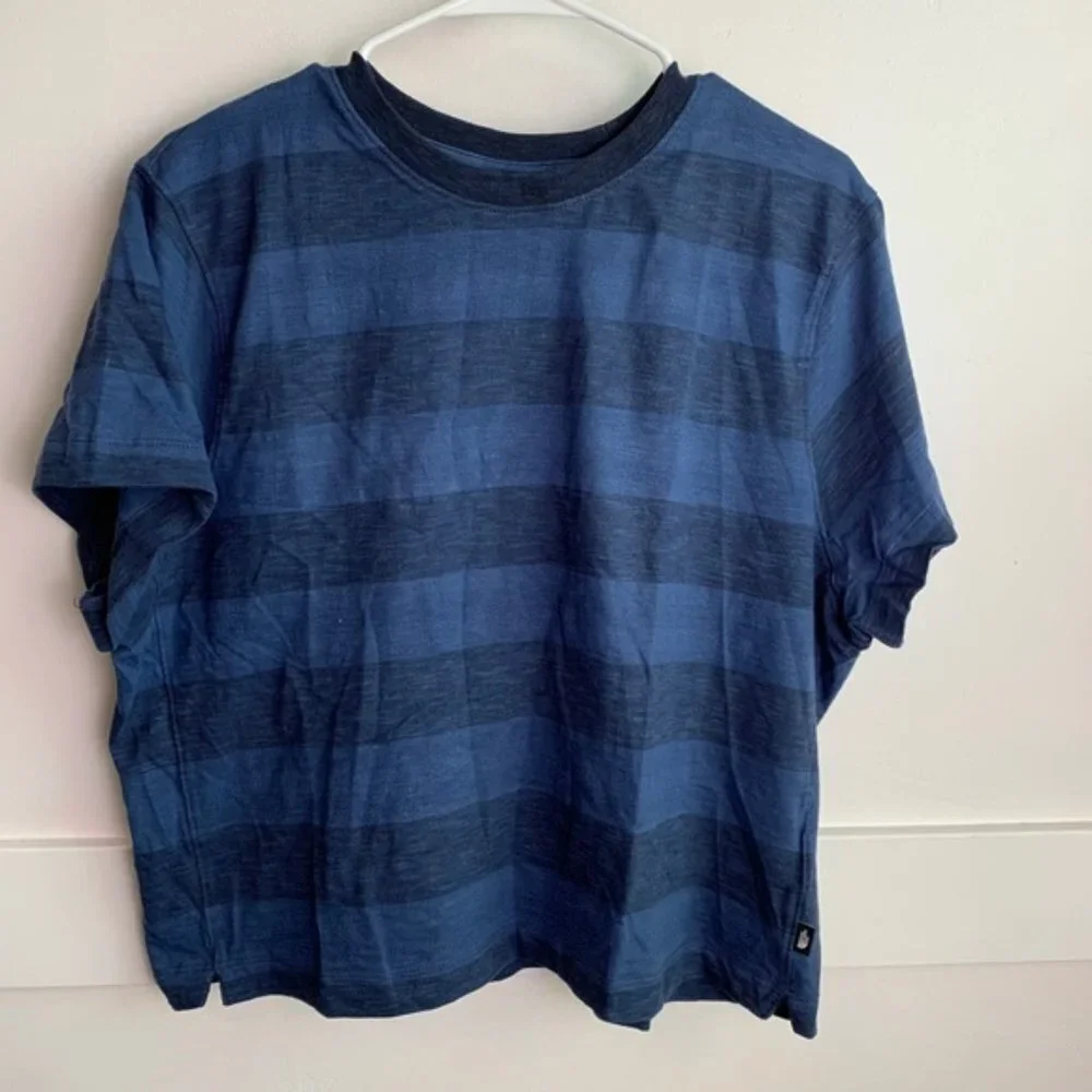 THE NORTH FACE Blue Striped Knit Short Sleeve Shirt - Picture 2 of 6